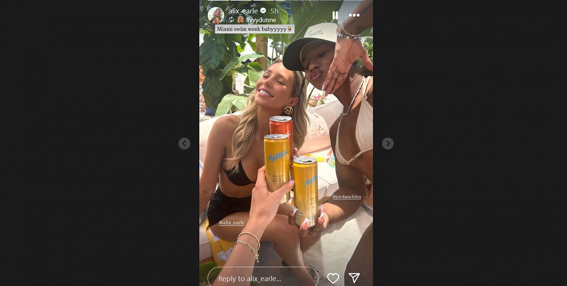 Braxton Berrios’ GF Alix Earle enjoys “Miami Swim Week” in sleek black swimwear with gymnast Olivia Dunne/@alix_earle